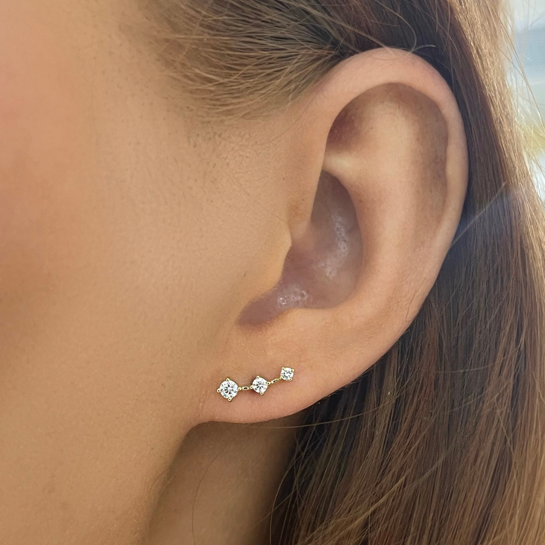 Astra Galaxy Graduated Ear Climber Stud Earrings RW Fine Jewelry