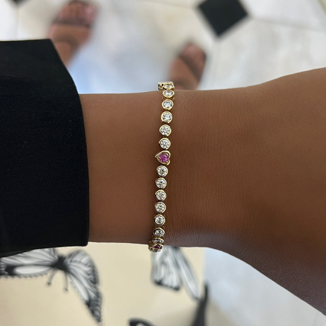 14K Meduim Square Oval Link Dangling Diamond Bezel Bracelet – Dandelion  Jewelry