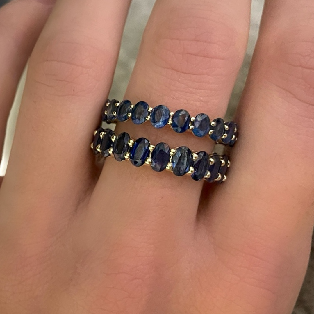 Blue Sapphire Oval Eternity Bands