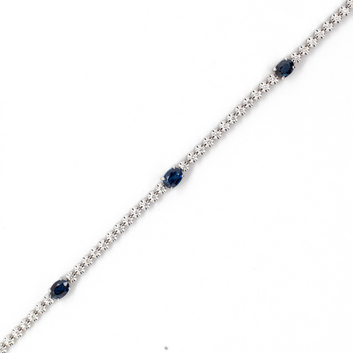 Blue Sapphire & Diamond Tennis Bracelet
