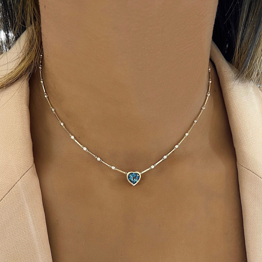 Blue heart diamond discount necklace