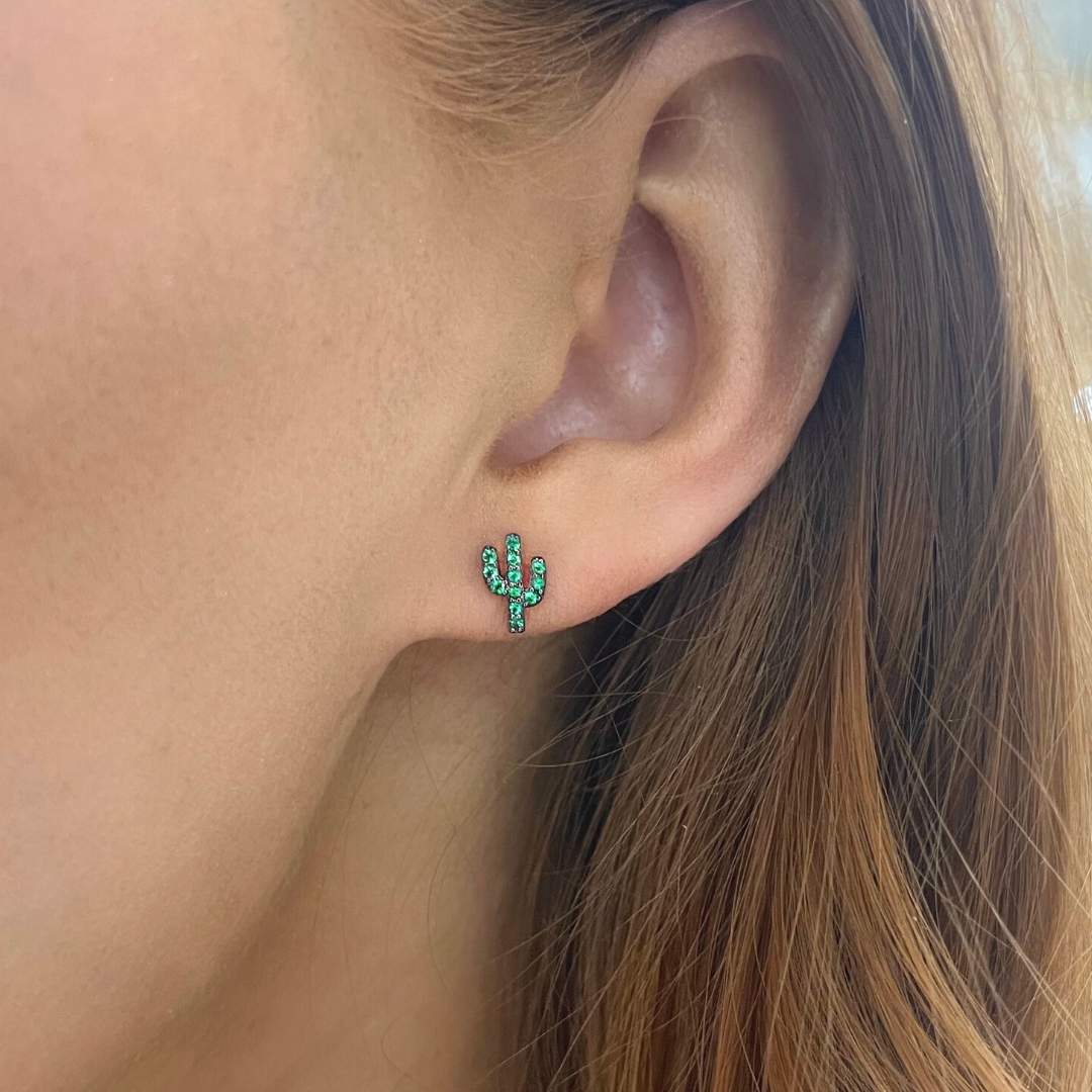 Cactus Emerald Stud Earrings