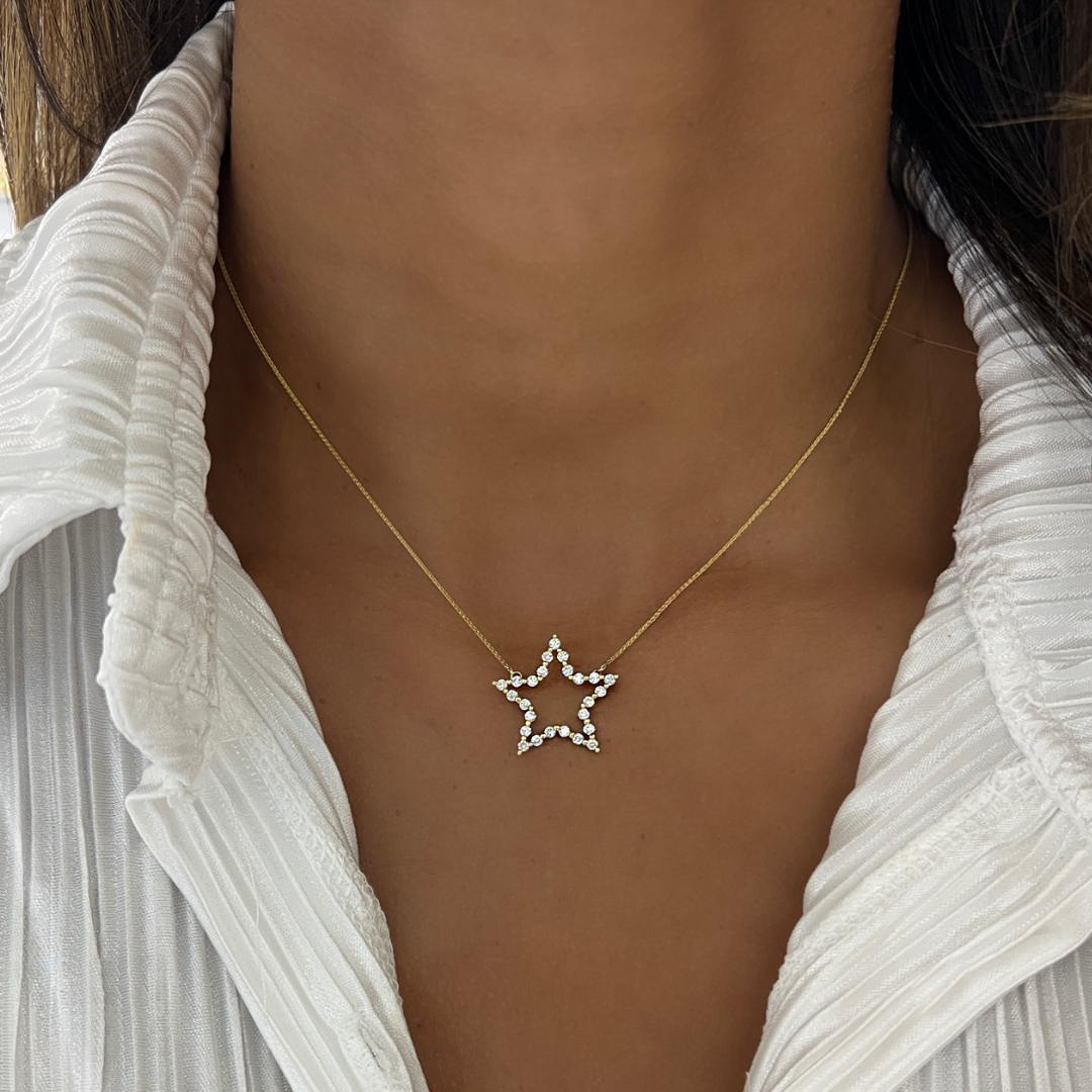 7mm Invisible Set Diamond Star Necklace | MARIA TASH