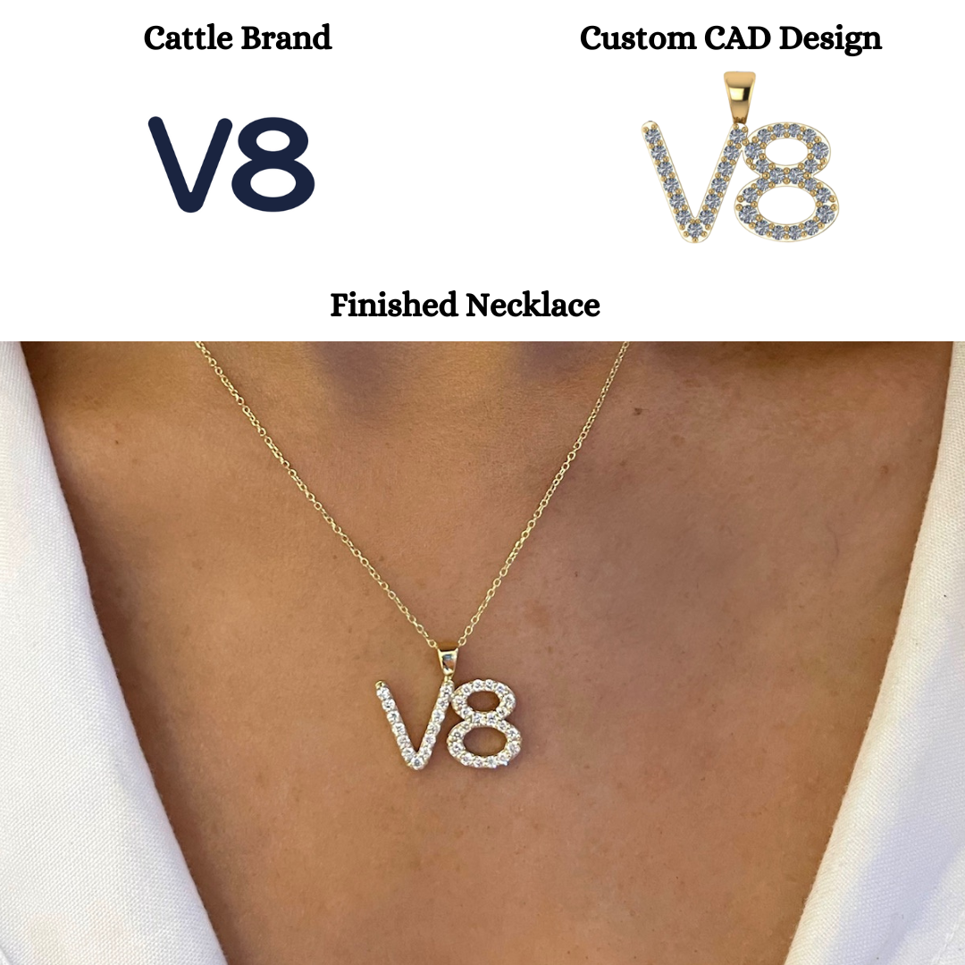 Custom Cattle Brand Diamond Necklace DESIGN DEPOSIT ONLY