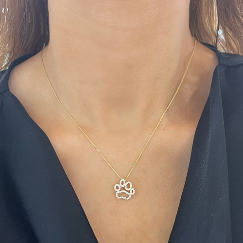 Custom Diamond Paw Print Necklace