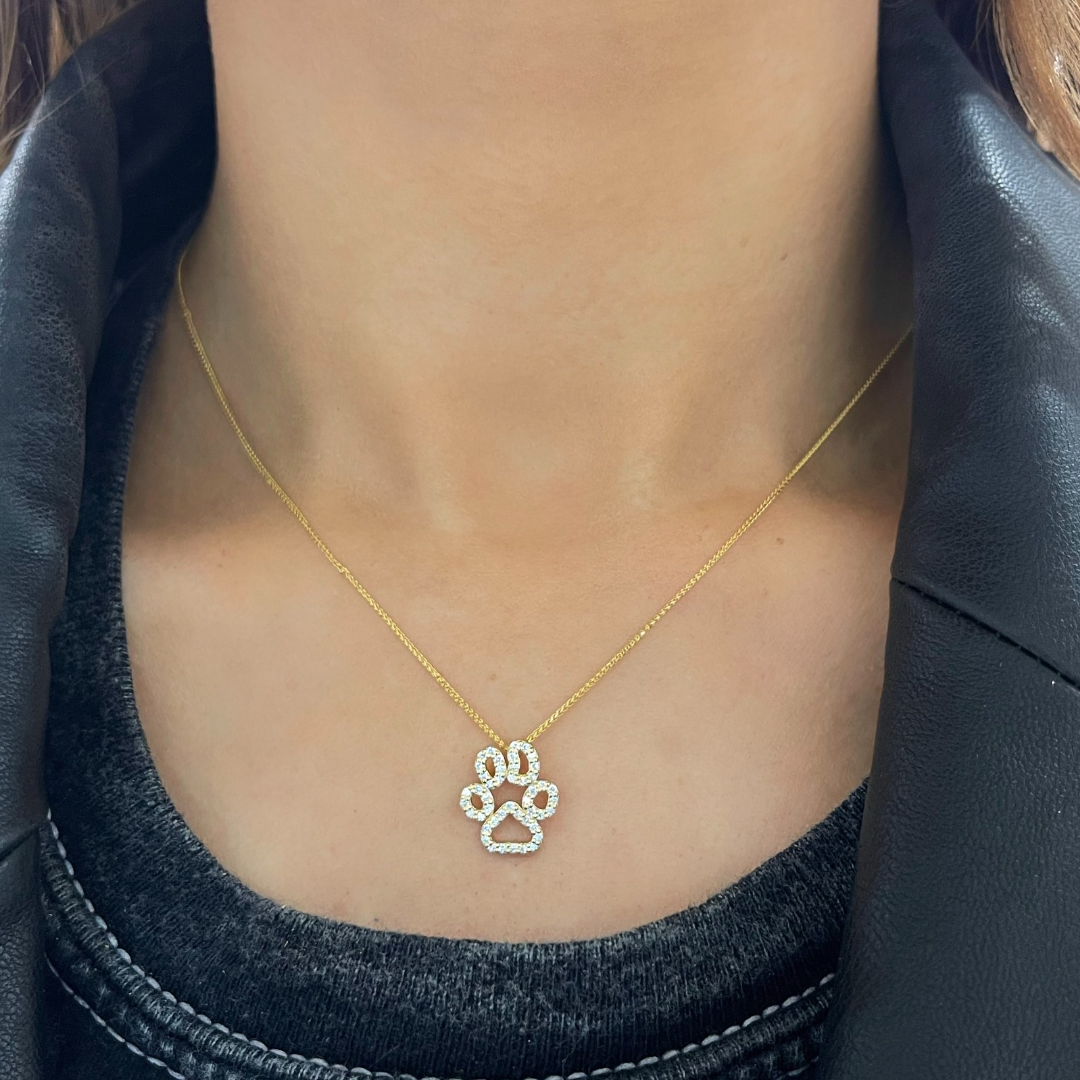Diamond paw print necklace online