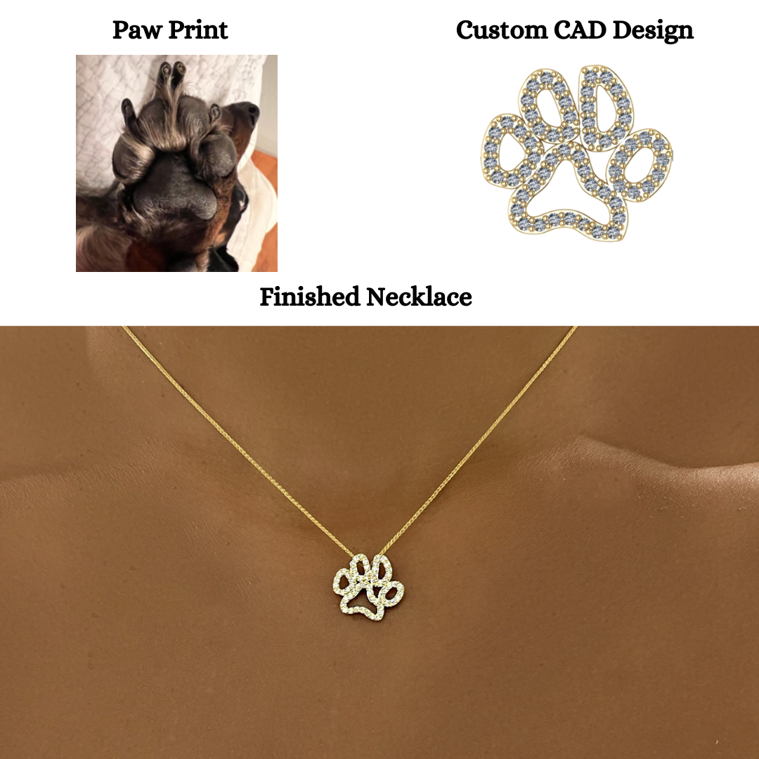Diamond Paw Print Necklace - Cedar Chest Sanibel