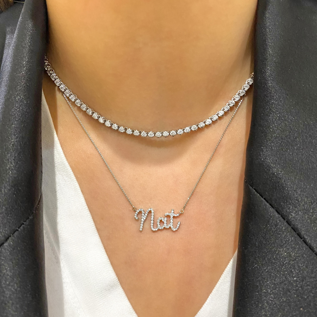 Dangle letter name necklace diamond deals