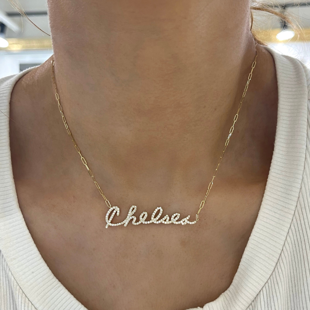 Custom Handwritten Diamond Name Necklace