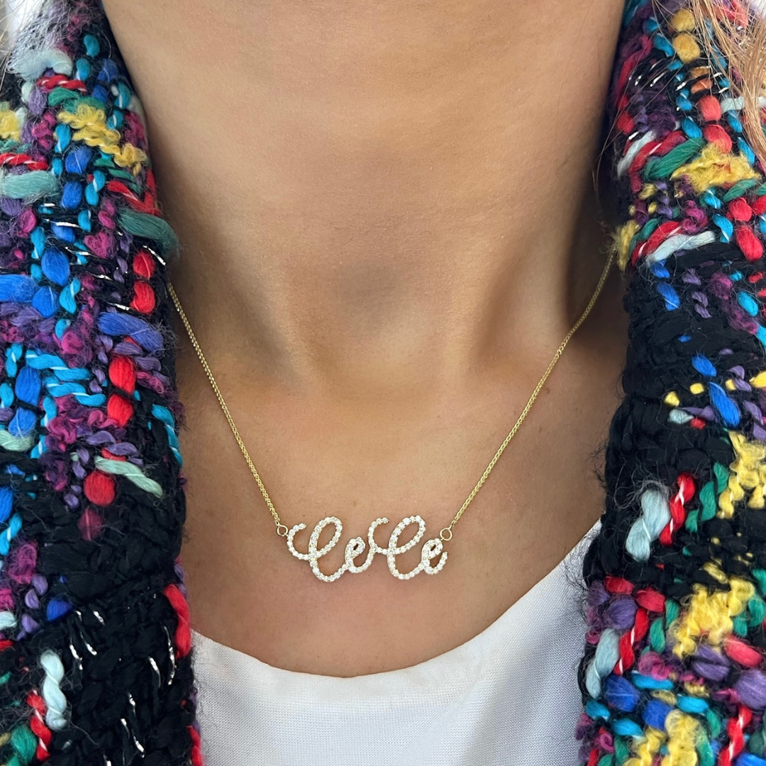 Custom Handwritten Diamond Name Necklace