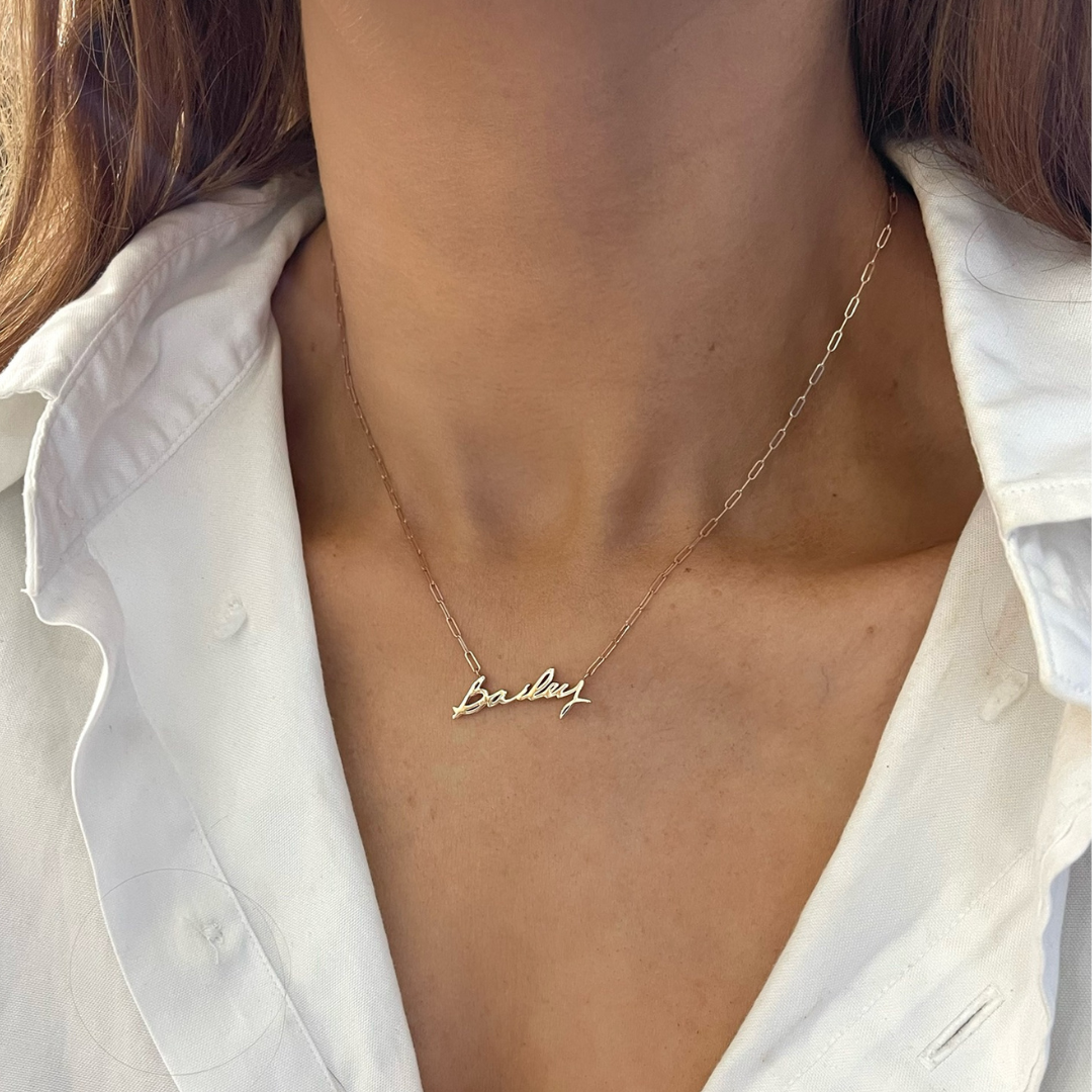 Custom Handwritten Gold Name Necklace – RWFJ - Main Image