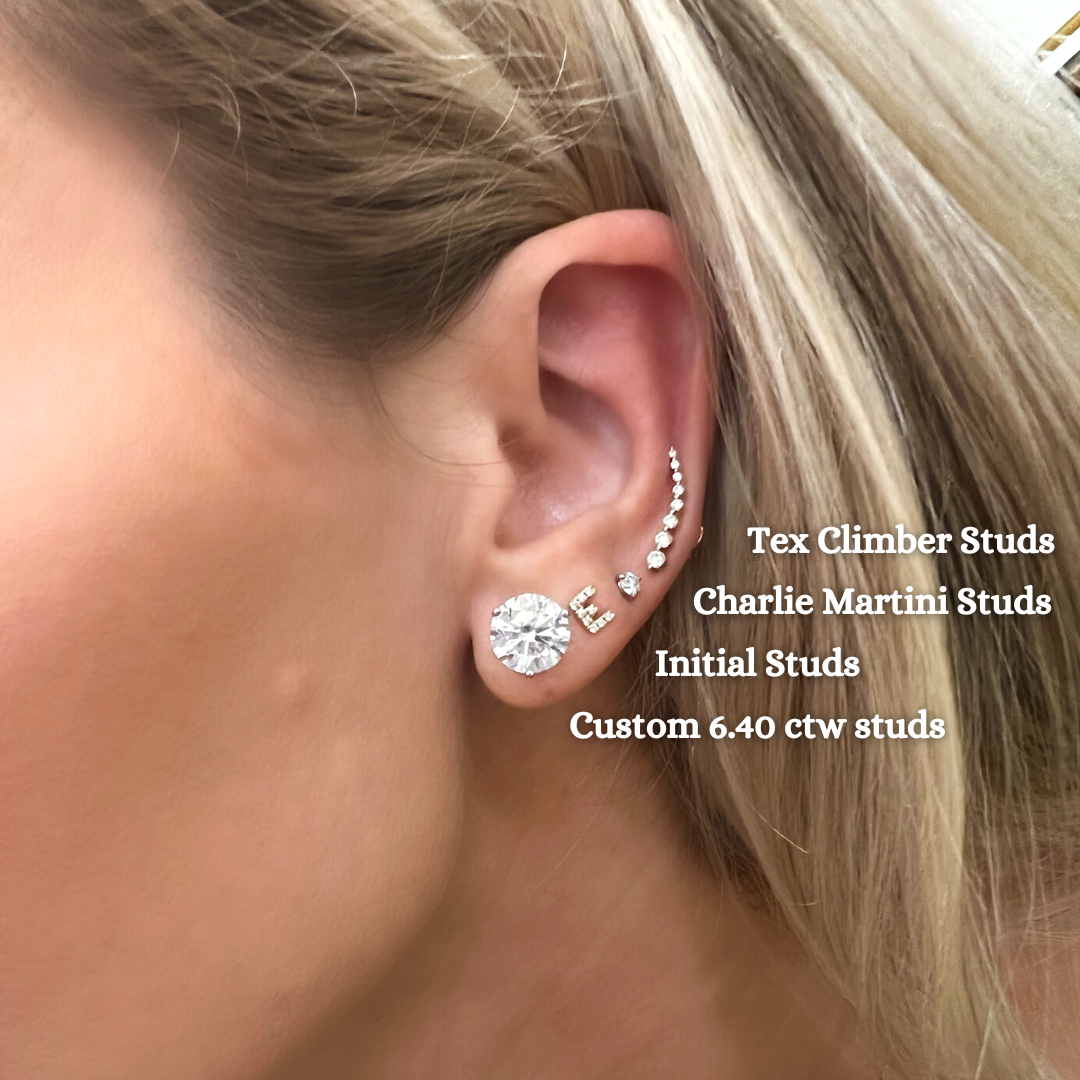 Initial Diamond Stud Earrings