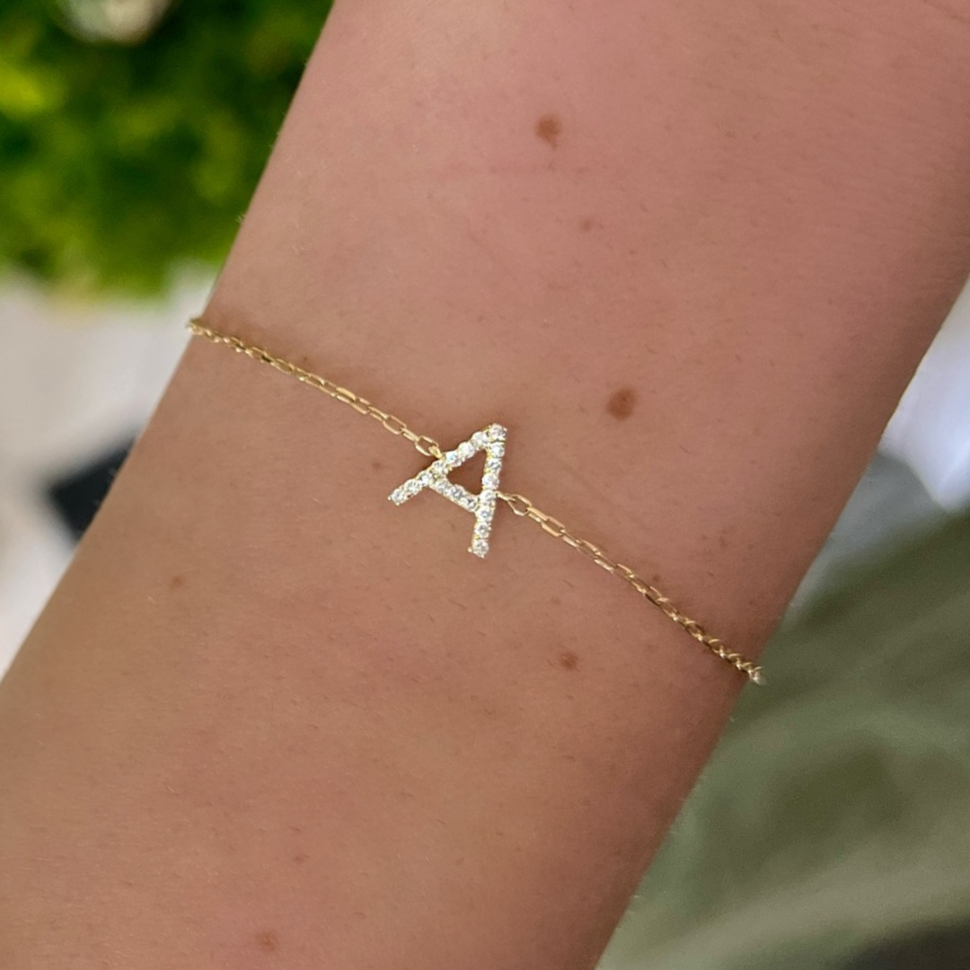 Dainty Diamond Initial Bracelet