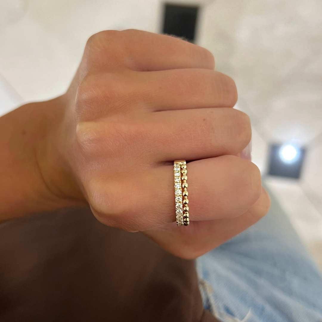Della Diamond & Gold Beaded Ring