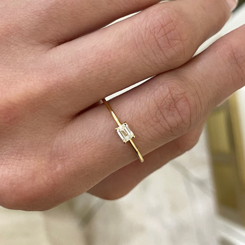 Easton Emerald Cut Dainty Diamond Ring