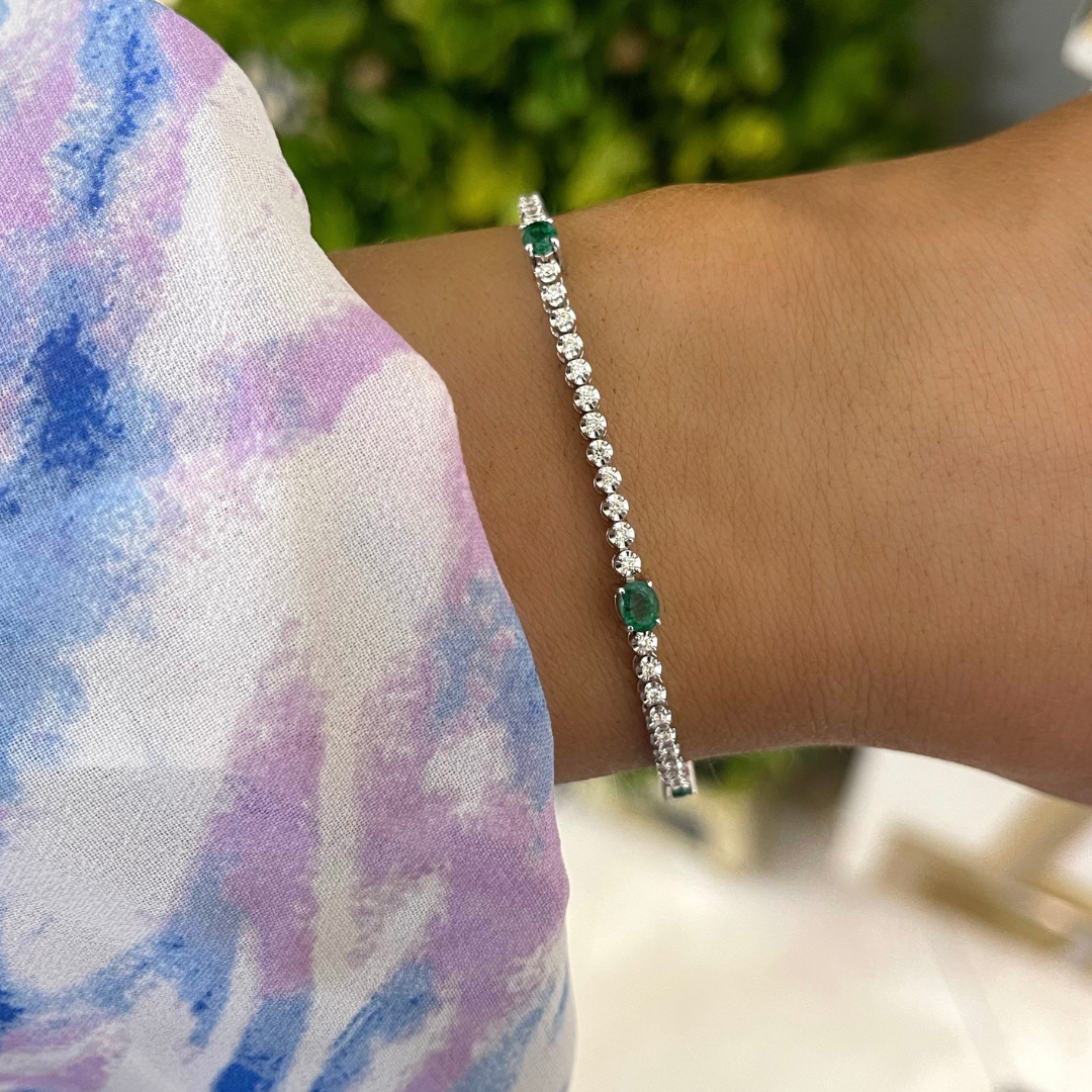 Emerald and 2025 diamond tennis bracelet