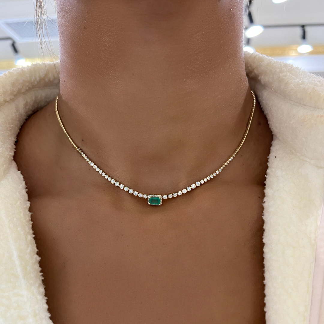 7 Emerald Cut Tennis Necklace