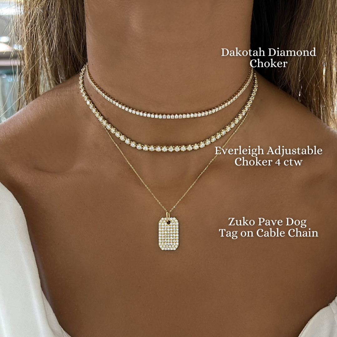 Zuko Pave Diamond Dog Tag Necklace
