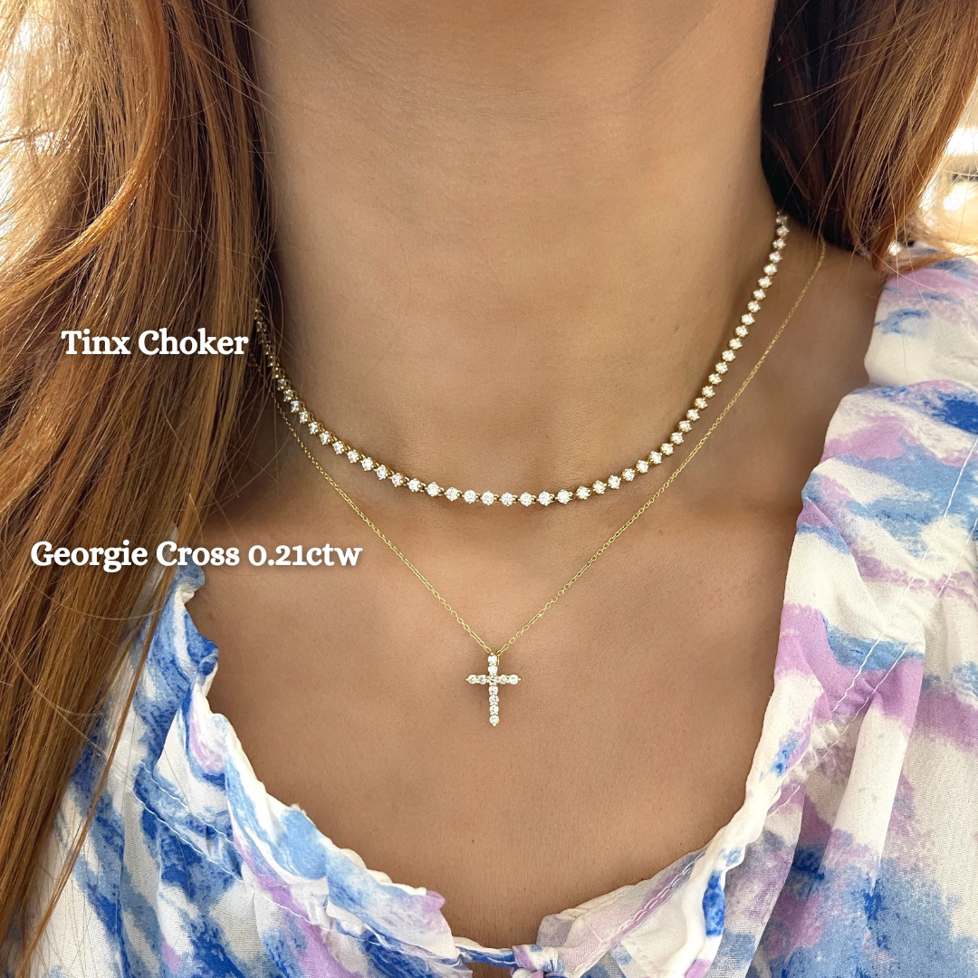 Georgie Two Prong Diamond Cross Necklace