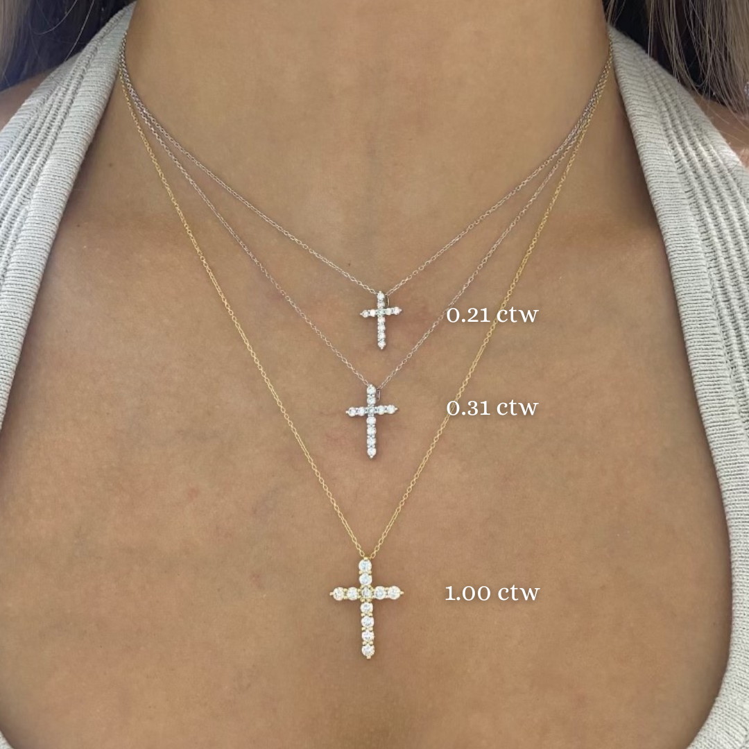 Georgie Two Prong Diamond Cross Necklace