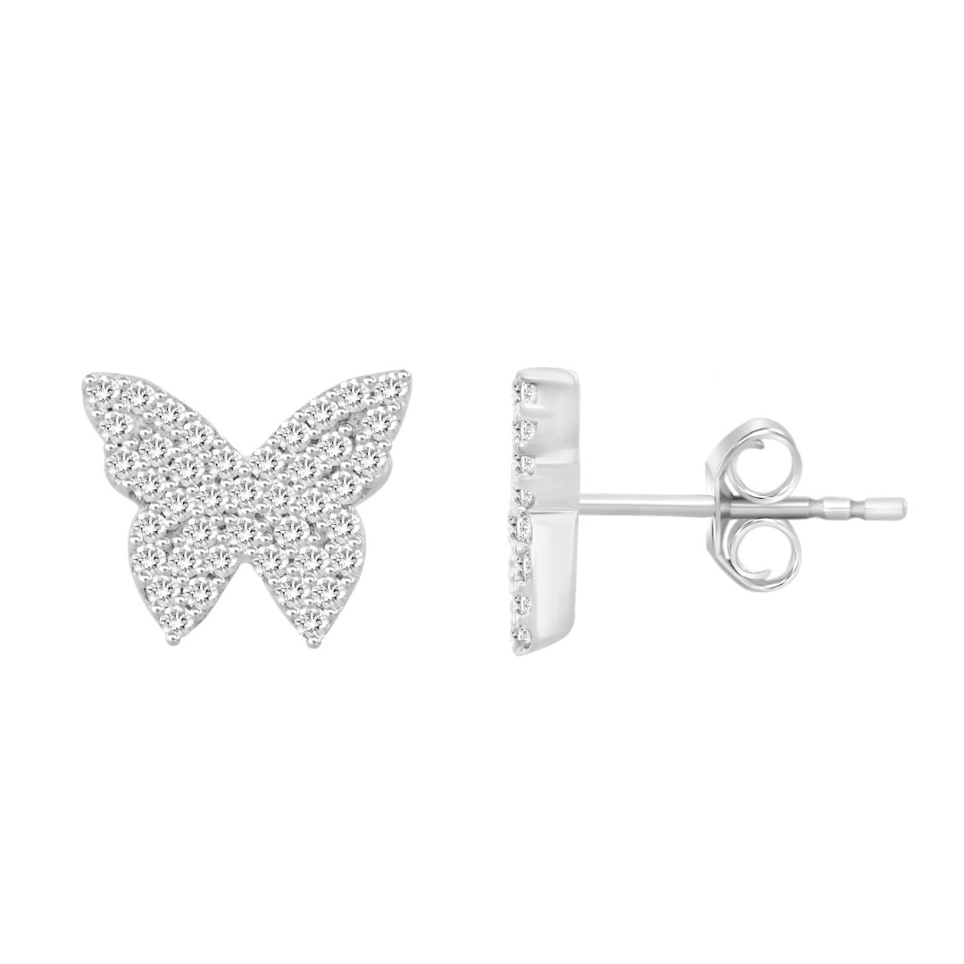 Give Me Butterflies Dainty Diamond Butterfly Stud Earrings