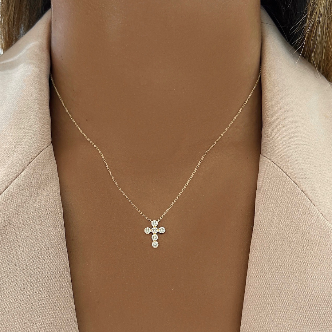 Avigail Illusion Pave Diamond Cross Necklace