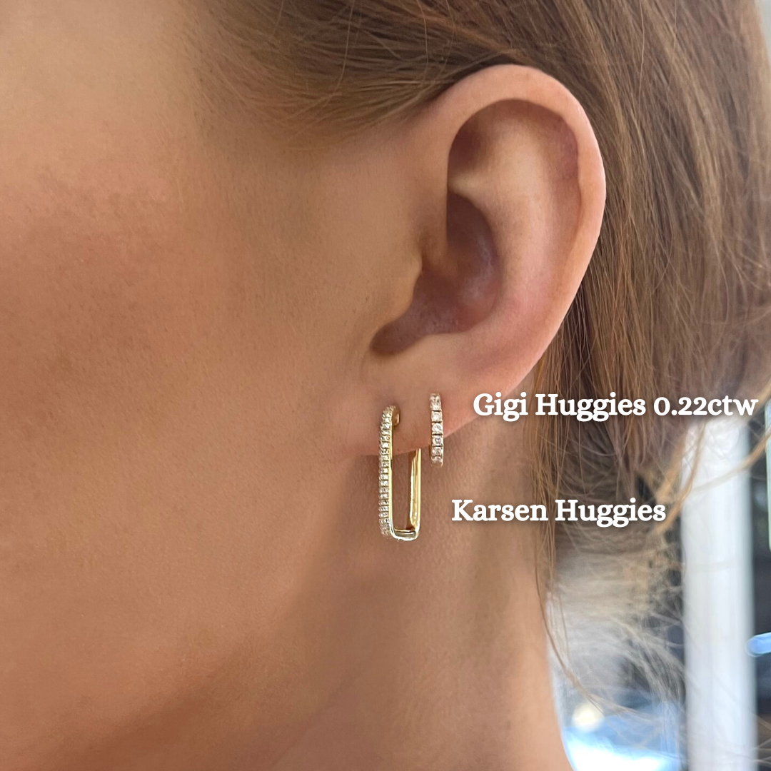 Karsen Rectangular Diamond Huggie Earrings