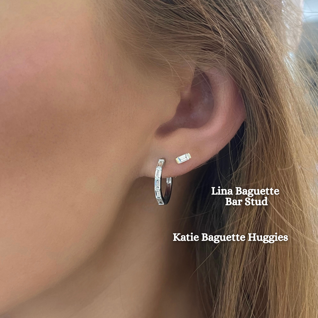 Katie Baguette Diamond Huggies