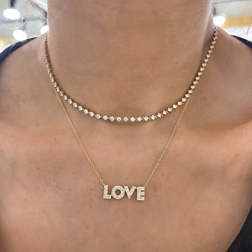 "LOVE" Block Letter Diamond Necklace
