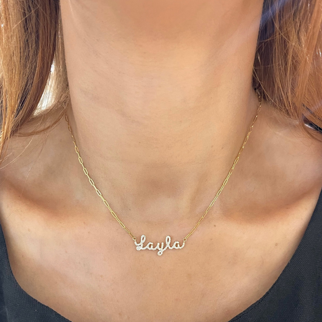 Custom Handwritten Diamond Name Necklace RW Fine Jewelry