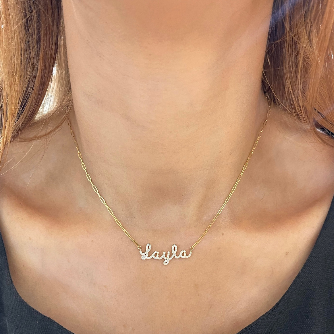 Custom Handwritten Diamond Name Necklace