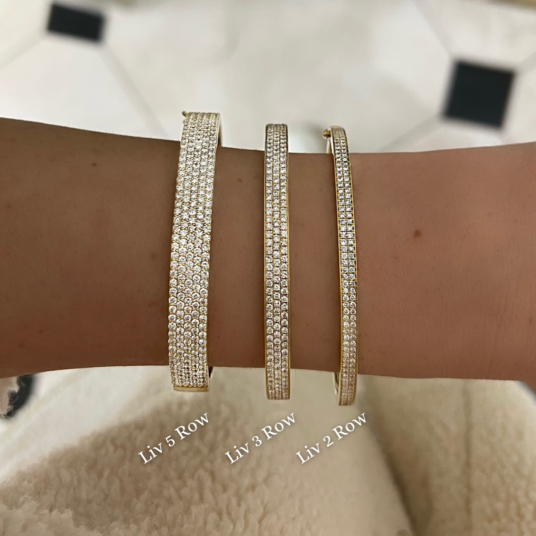 14kt gold two row diamond bezel chain bracelet | Luna Skye