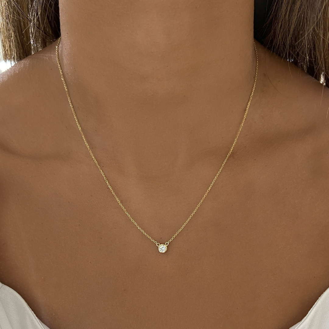 Lorelei Single Diamond Bezel Pendant Necklace 0.25 ct