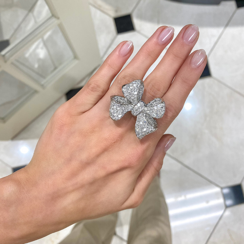 Martha May Pave Diamond Bow Cocktail Ring 5 ctw