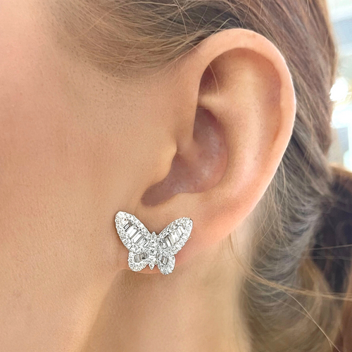 Ophelia Baguette Butterfly Stud Earrings