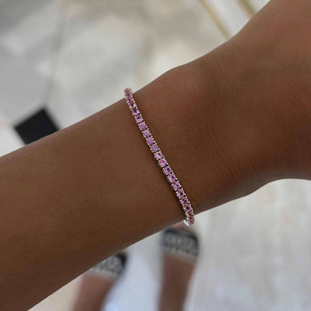 Pink Sapphire Tennis Bracelet 4.21 ctw