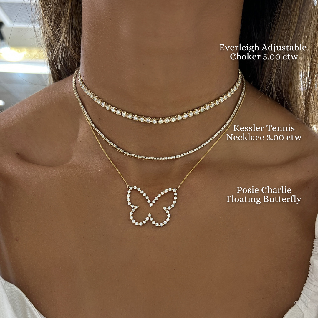 Butterfly diamond best sale tennis necklace