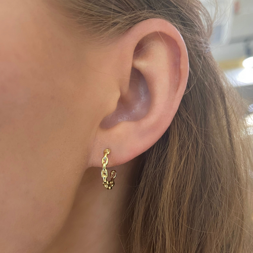 Reo Oval Chain Link Gold Hoop Earrings