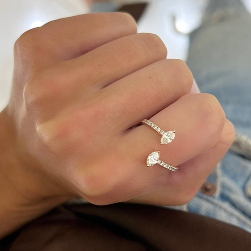 Rhian Crossover Marquise Shaped Diamond Ring