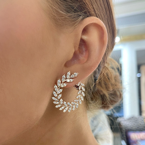 Sienna Diamond Ivy Front Facing Hoop Earrings