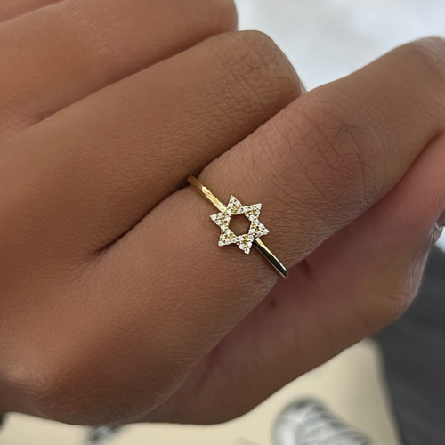 Star of David Dainty Diamond Ring