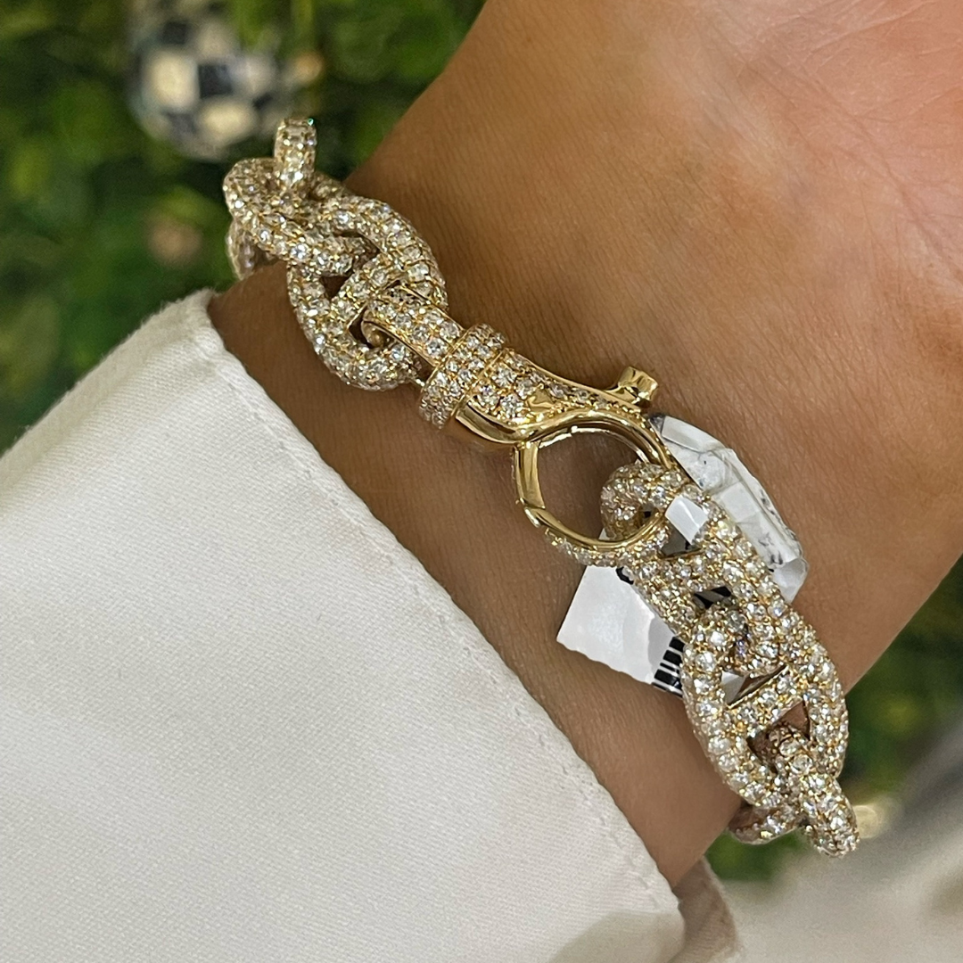 Cadencia Pave Diamond Chain Link Bracelet 24.35 ctw