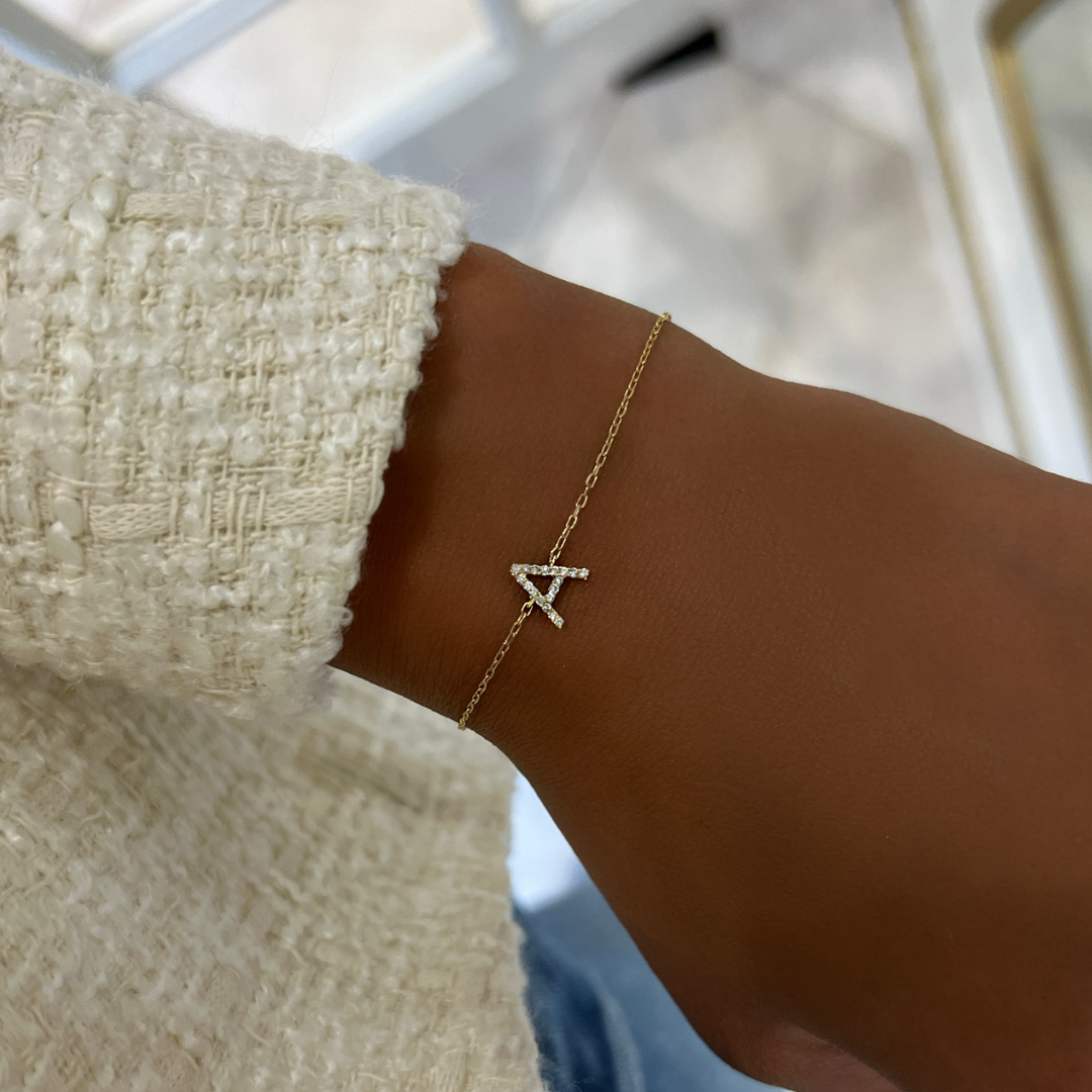 Dainty Diamond Initial Bracelet