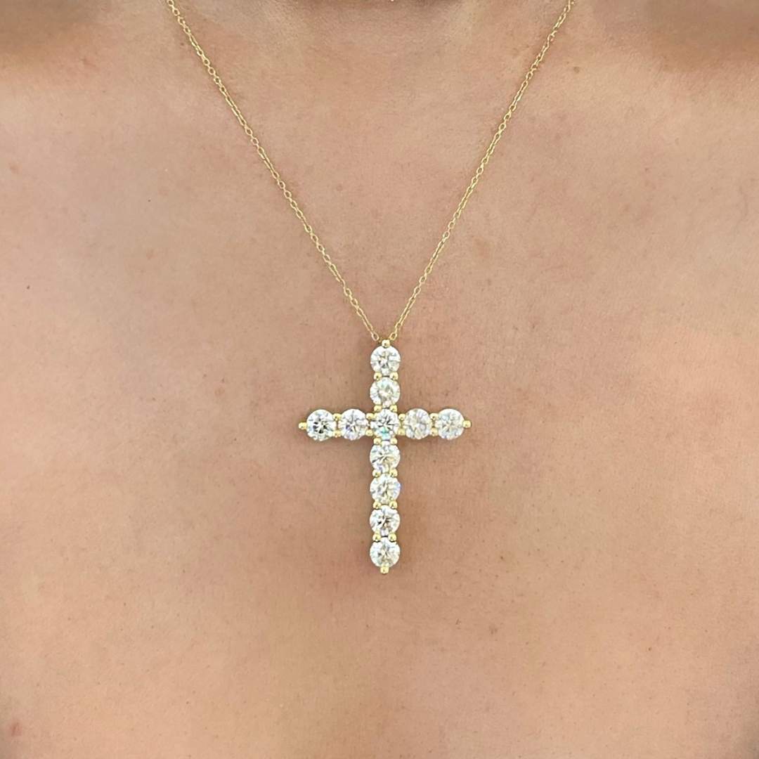 Georgie Diamond Cross Charm 2.97 CTW 18K Yellow Gold