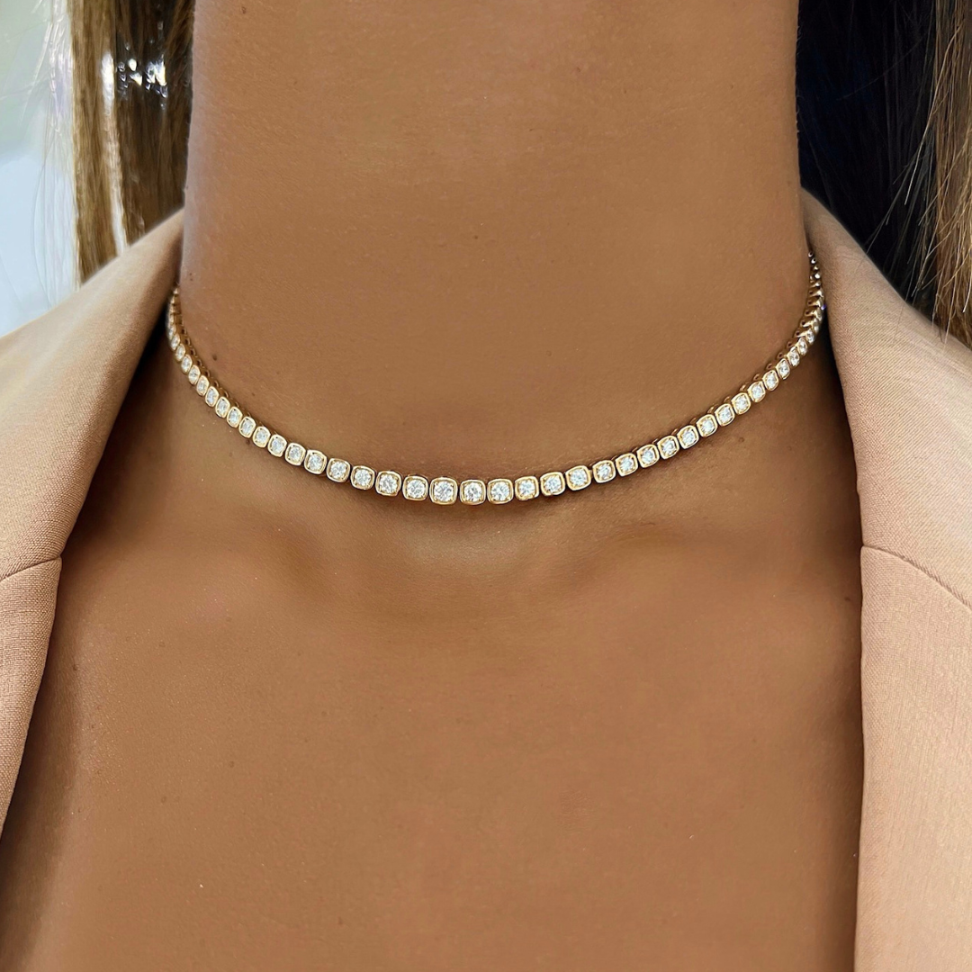 Carlie Graduated Illusion Cushion Cut Diamond Tennis Necklace 2.26 ctw