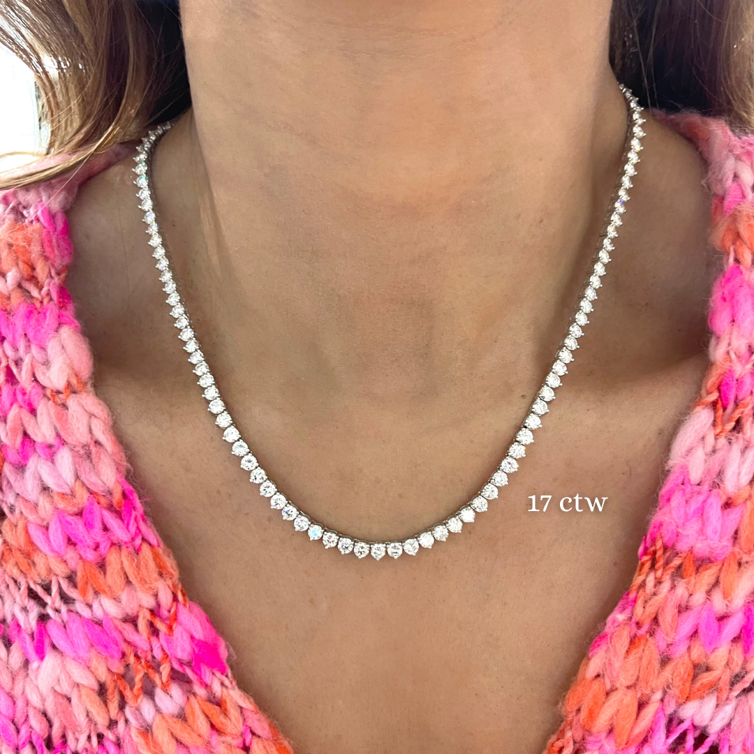Three line 2025 diamond necklace