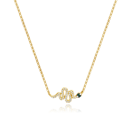 Medusa Emerald and Diamond Snake Necklace