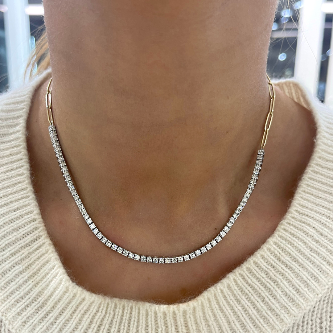 The Southern Diamond Tennis & Paperclip Link Necklace 3.00 ctw