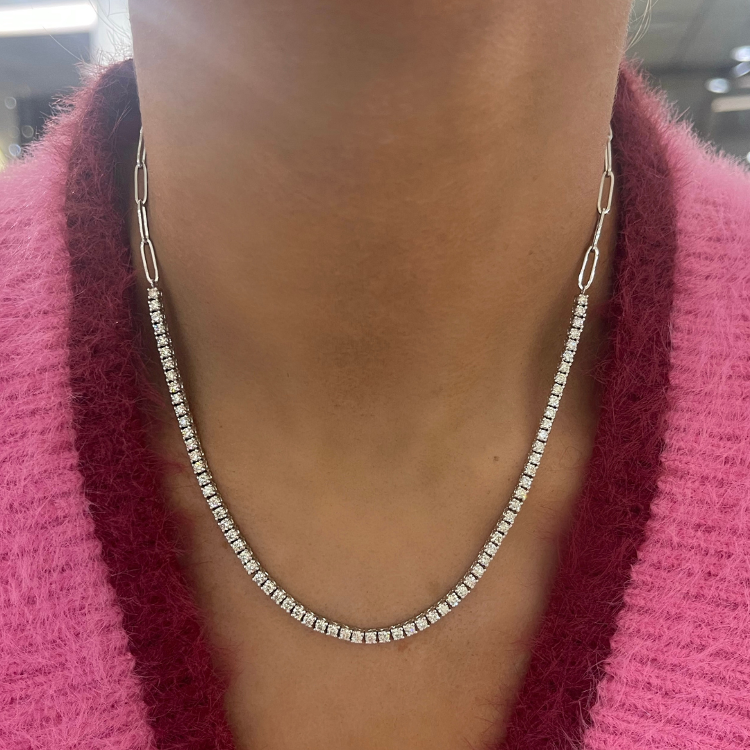 The Southern Diamond Tennis & Paperclip Link Necklace 3.00 ctw