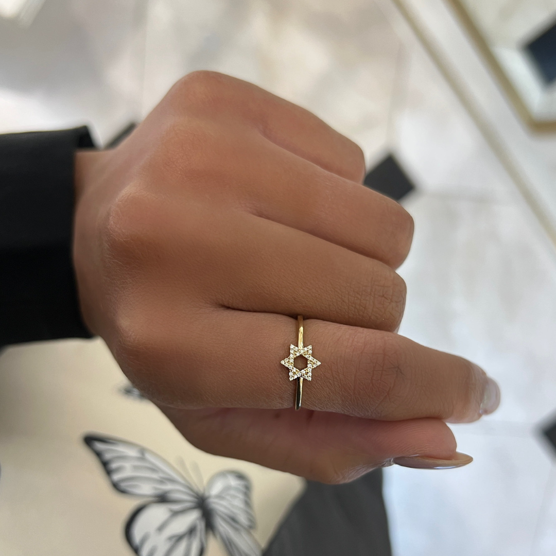 Star of David Dainty Diamond Ring